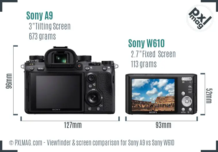 Sony A9 vs Sony W610 Screen and Viewfinder comparison
