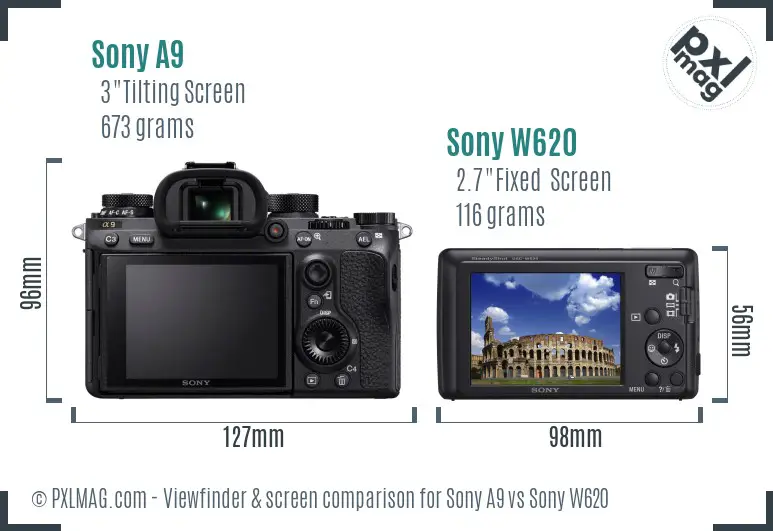 Sony A9 vs Sony W620 Screen and Viewfinder comparison