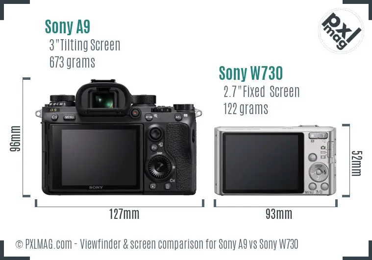 Sony A9 vs Sony W730 Screen and Viewfinder comparison