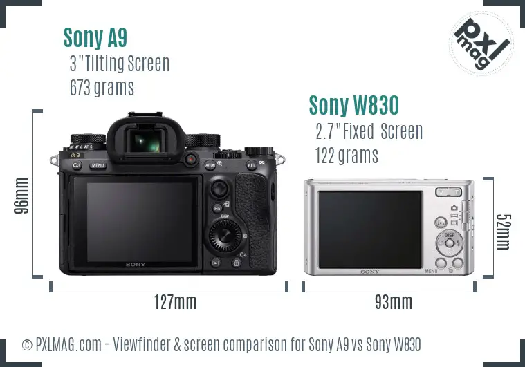 Sony A9 vs Sony W830 Screen and Viewfinder comparison