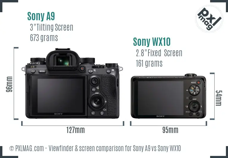 Sony A9 vs Sony WX10 Screen and Viewfinder comparison