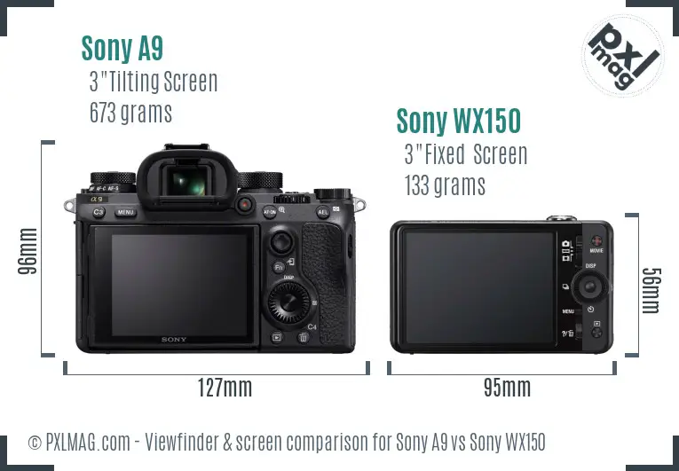 Sony A9 vs Sony WX150 Screen and Viewfinder comparison