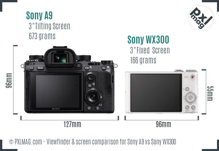 Sony A9 vs Sony WX300 Screen and Viewfinder comparison