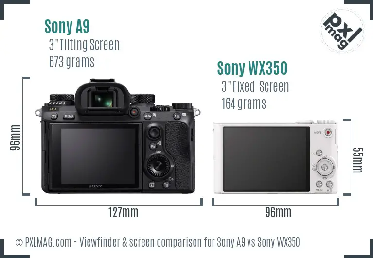 Sony A9 vs Sony WX350 Screen and Viewfinder comparison