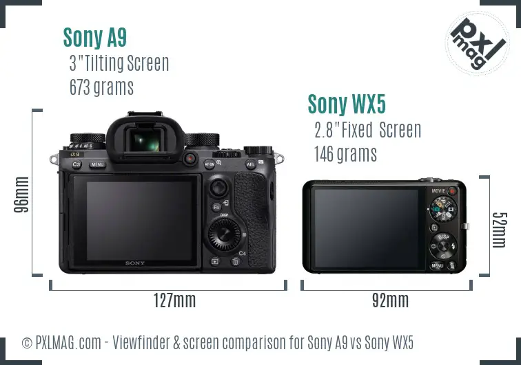 Sony A9 vs Sony WX5 Screen and Viewfinder comparison