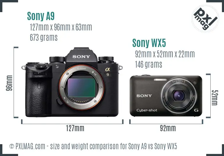 Sony A9 vs Sony WX5 size comparison
