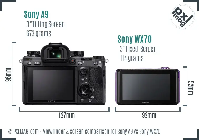 Sony A9 vs Sony WX70 Screen and Viewfinder comparison