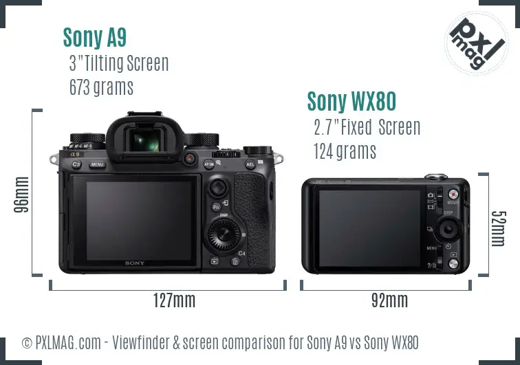 Sony A9 vs Sony WX80 Screen and Viewfinder comparison