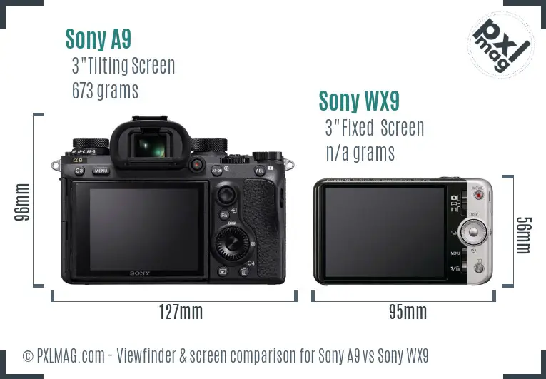 Sony A9 vs Sony WX9 Screen and Viewfinder comparison