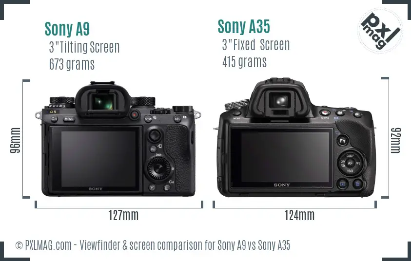 Sony A9 vs Sony A35 Screen and Viewfinder comparison