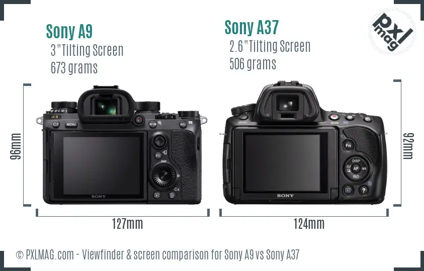 Sony A9 vs Sony A37 Screen and Viewfinder comparison