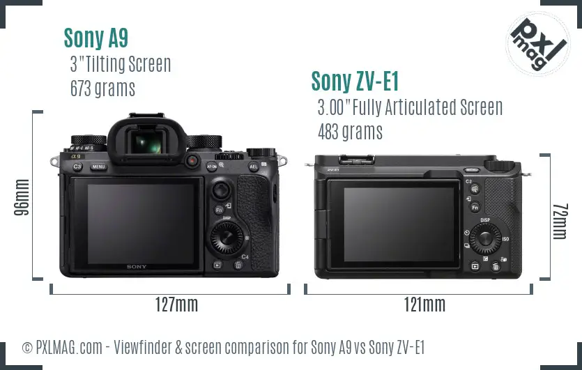 Sony A9 vs Sony ZV-E1 Screen and Viewfinder comparison Sony A9 vs Sony ZV-E1 Screen and Viewfinder comparison