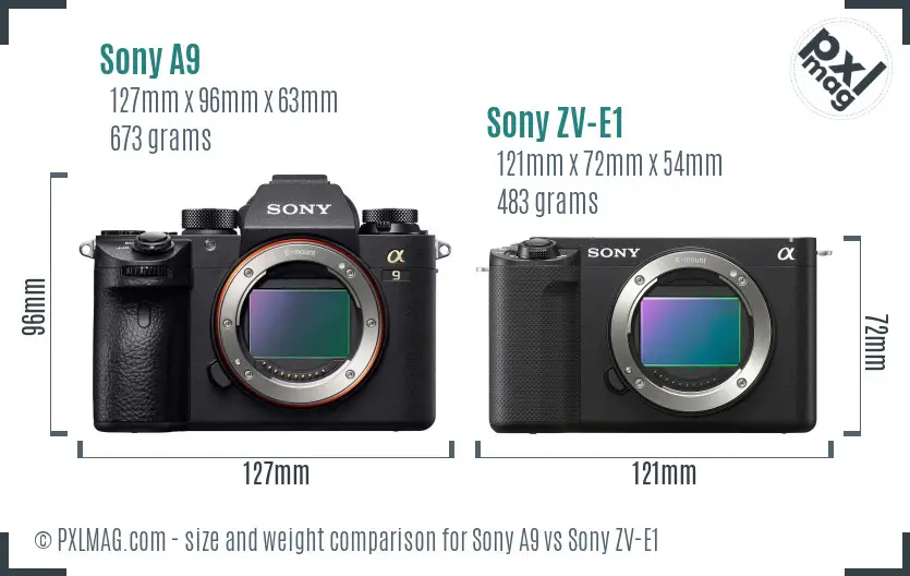 Sony A9 vs Sony ZV-E1 size comparison Sony A9 vs Sony ZV-E1 size comparison
