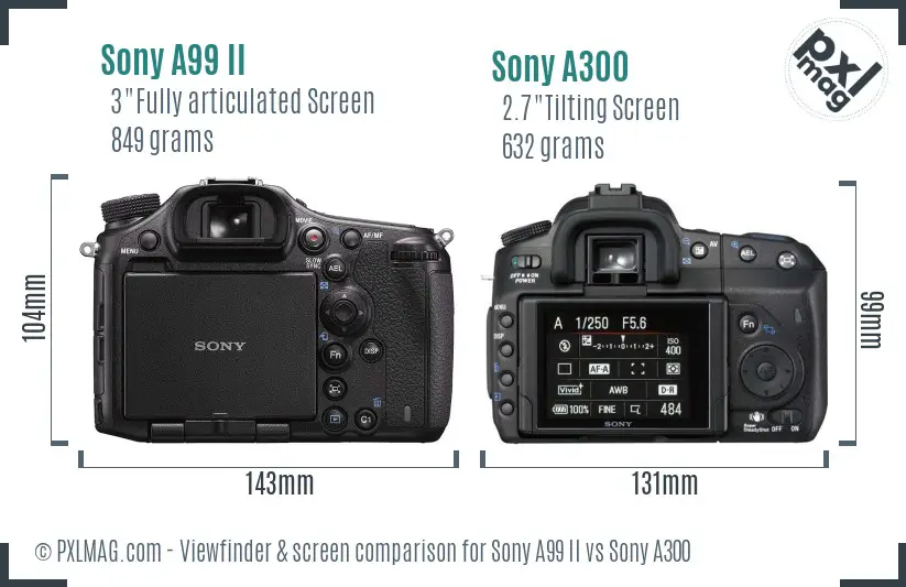Sony A99 II vs Sony A300 Screen and Viewfinder comparison