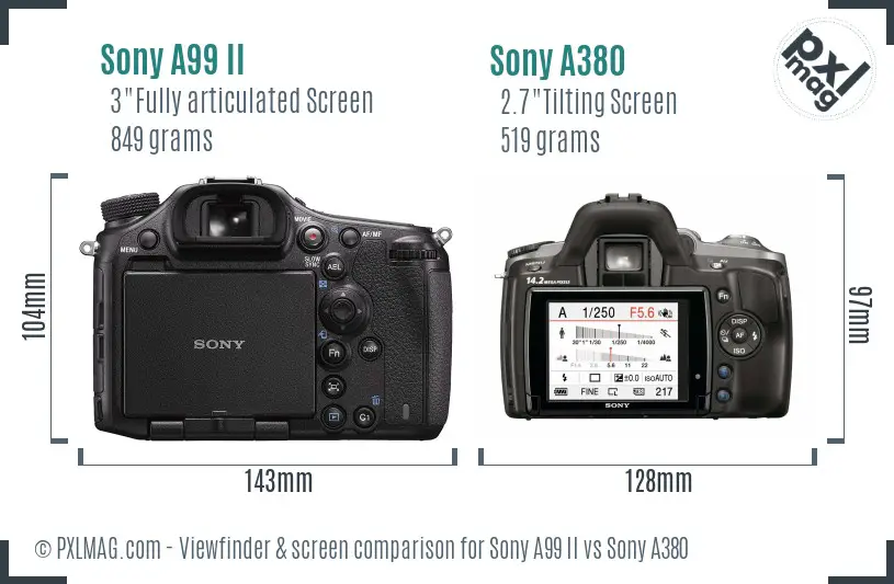 Sony A99 II vs Sony A380 Screen and Viewfinder comparison