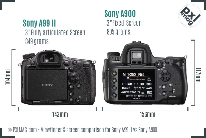 Sony A99 II vs Sony A900 Screen and Viewfinder comparison