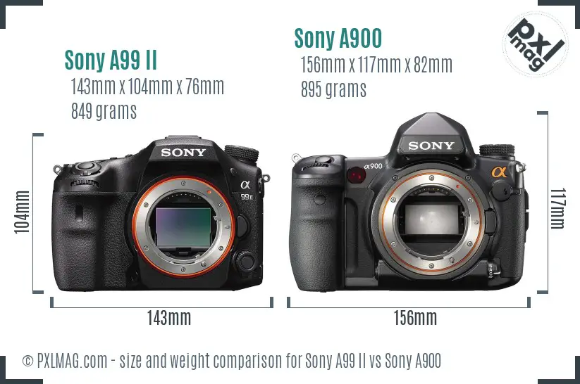 Sony A99 II vs Sony A900 size comparison
