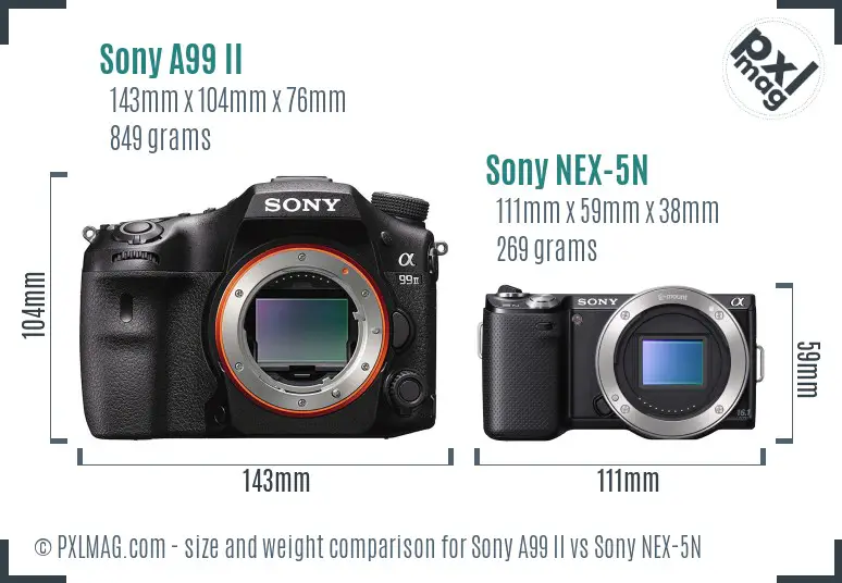 Sony A99 II vs Sony NEX-5N size comparison