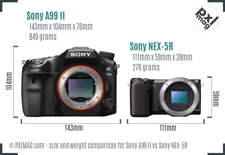 Sony A99 II vs Sony NEX-5R size comparison