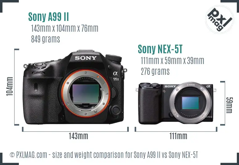 Sony A99 II vs Sony NEX-5T size comparison