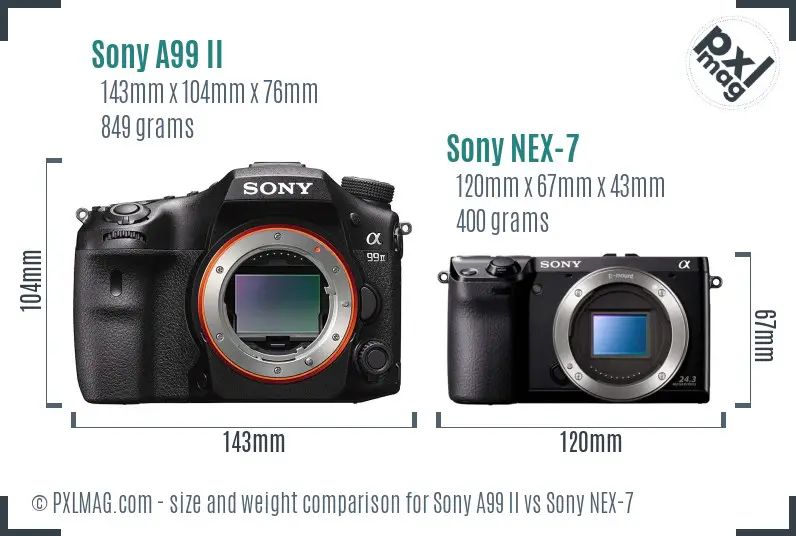 Sony A99 II vs Sony NEX-7 size comparison