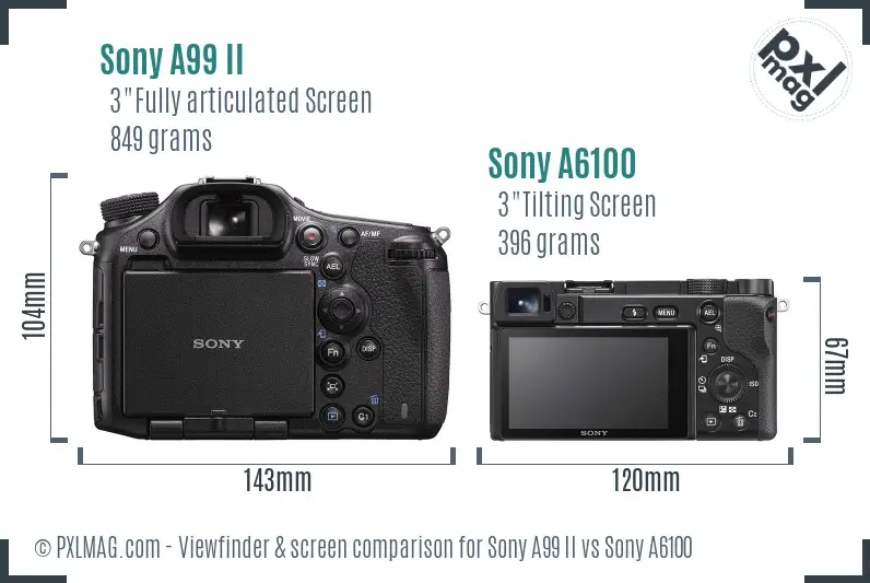 Sony A99 II vs Sony A6100 Screen and Viewfinder comparison