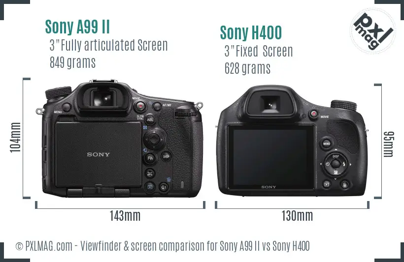 Sony A99 II vs Sony H400 Screen and Viewfinder comparison