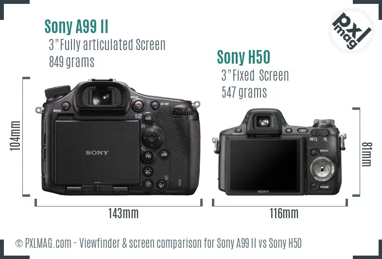 Sony A99 II vs Sony H50 Screen and Viewfinder comparison