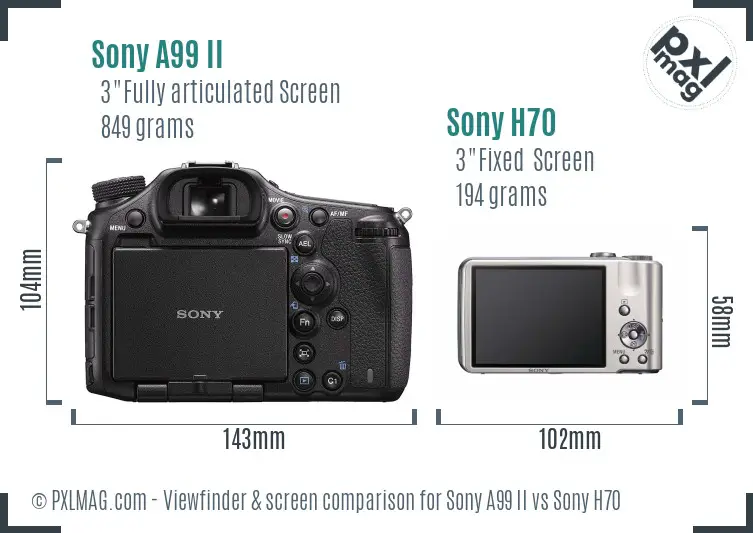 Sony A99 II vs Sony H70 Screen and Viewfinder comparison