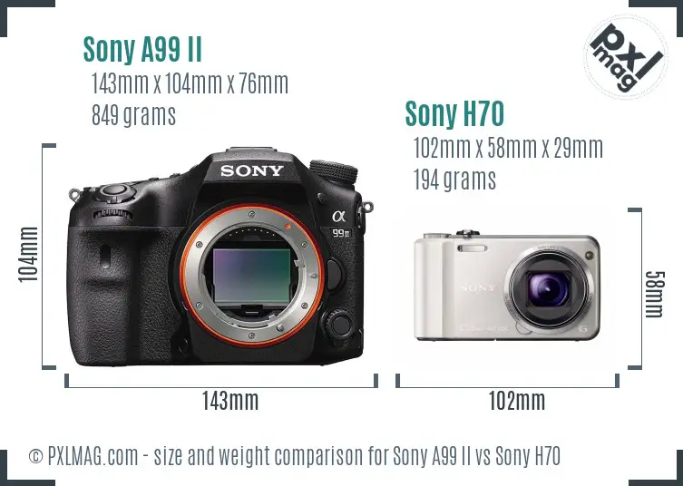 Sony A99 II vs Sony H70 size comparison