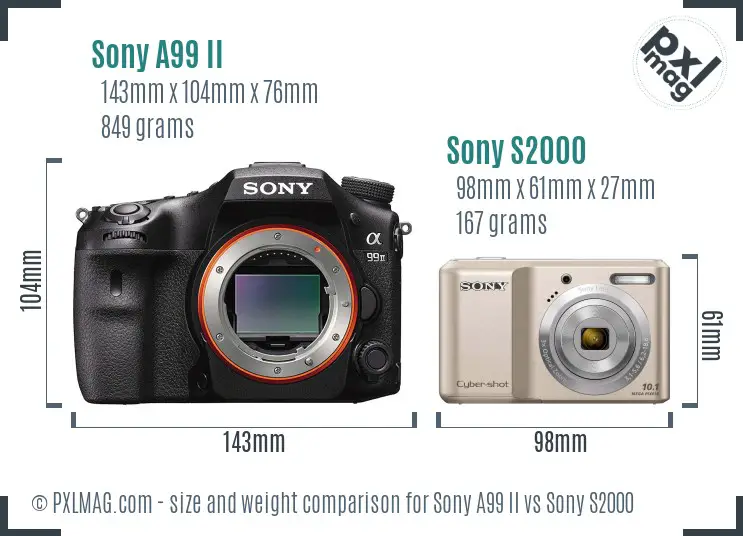 Sony A99 II vs Sony S2000 size comparison