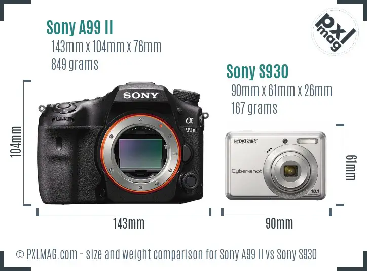 Sony A99 II vs Sony S930 size comparison