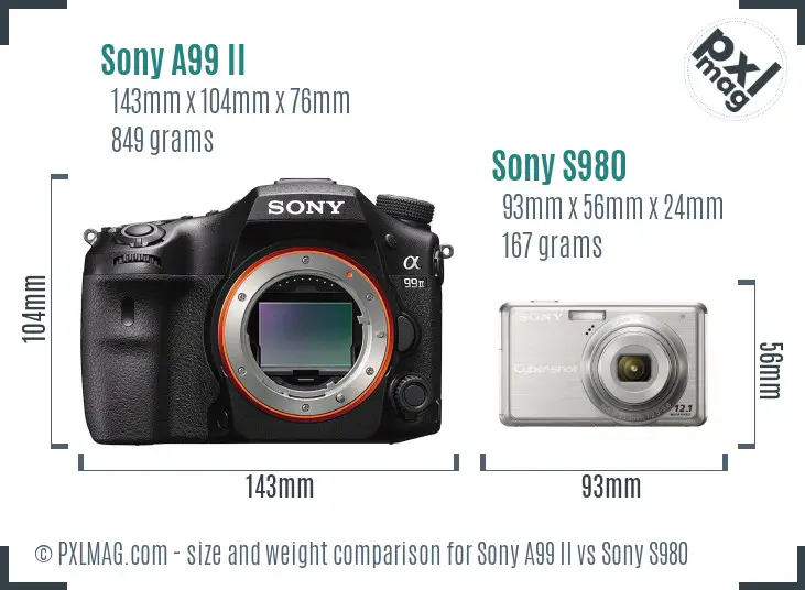 Sony A99 II vs Sony S980 size comparison
