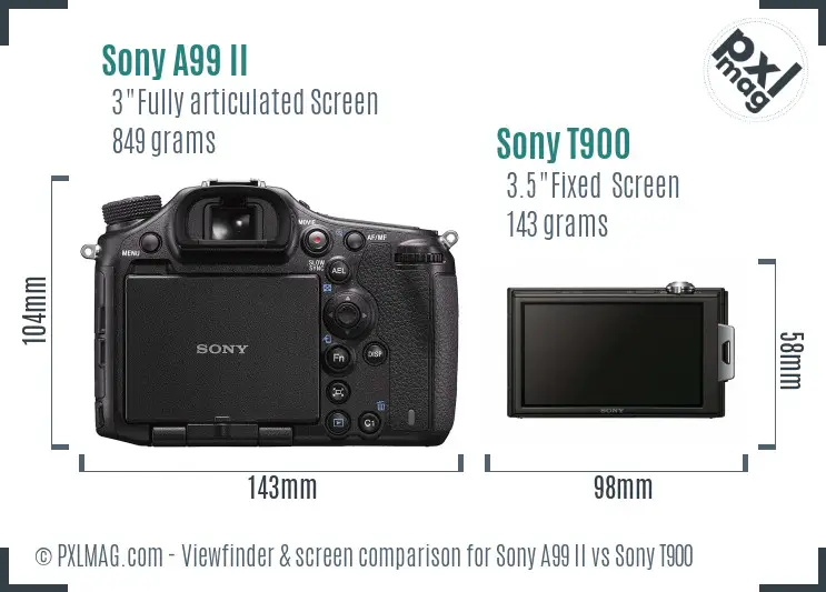 Sony A99 II vs Sony T900 Screen and Viewfinder comparison