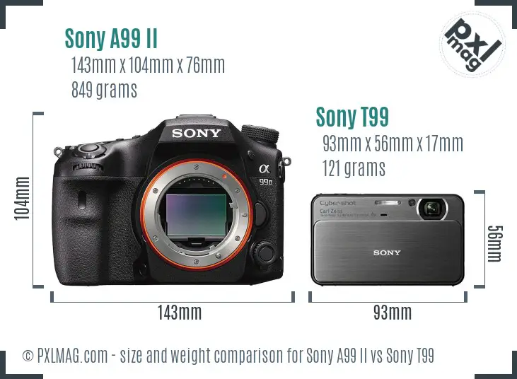 Sony A99 II vs Sony T99 size comparison