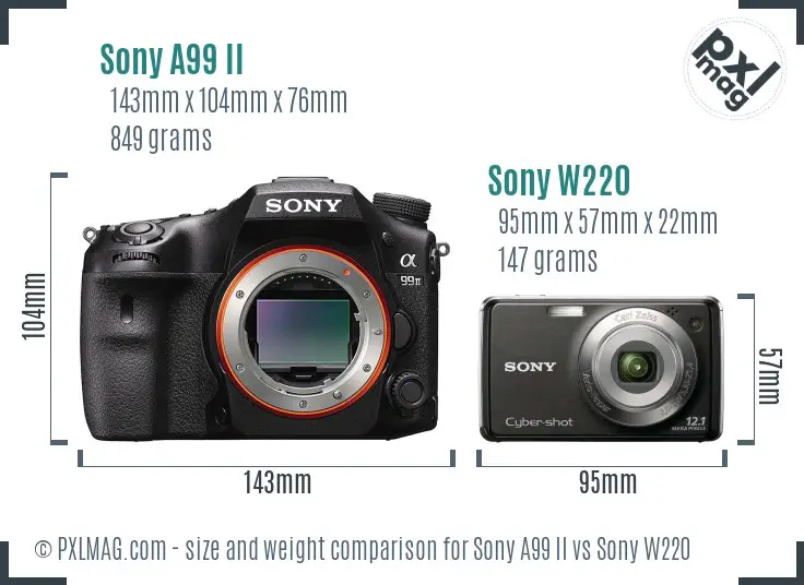 Sony A99 II vs Sony W220 size comparison