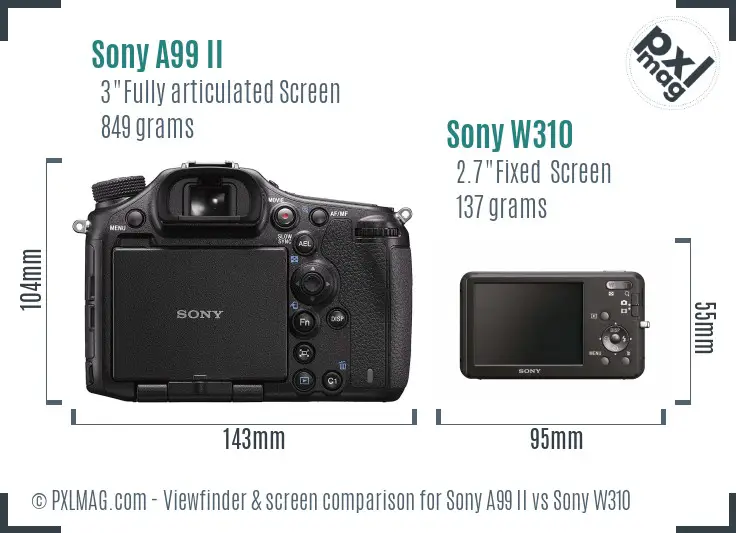 Sony A99 II vs Sony W310 Screen and Viewfinder comparison