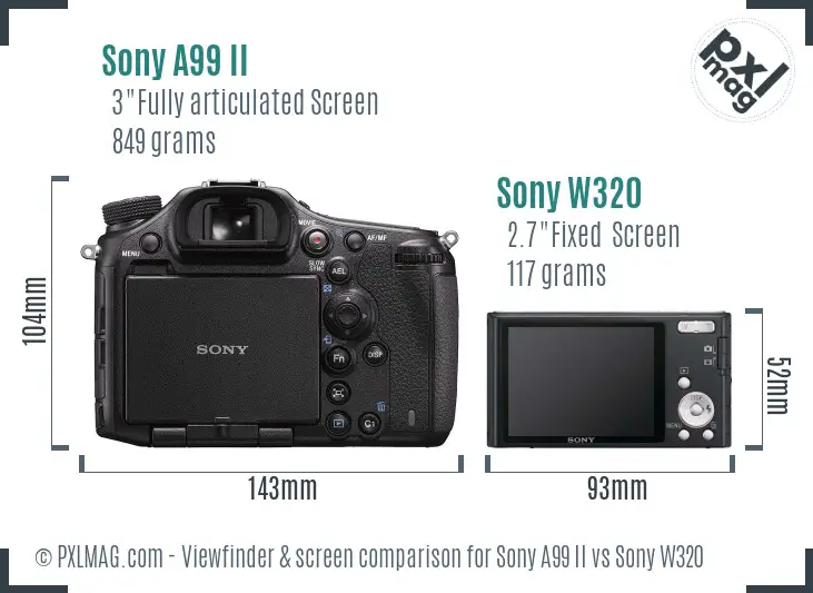 Sony A99 II vs Sony W320 Screen and Viewfinder comparison