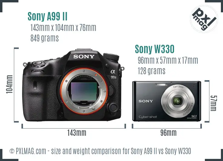 Sony A99 II vs Sony W330 size comparison