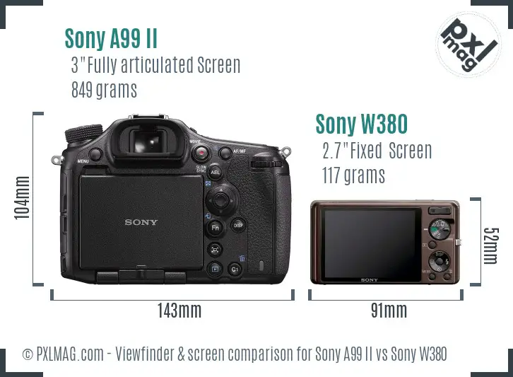 Sony A99 II vs Sony W380 Screen and Viewfinder comparison