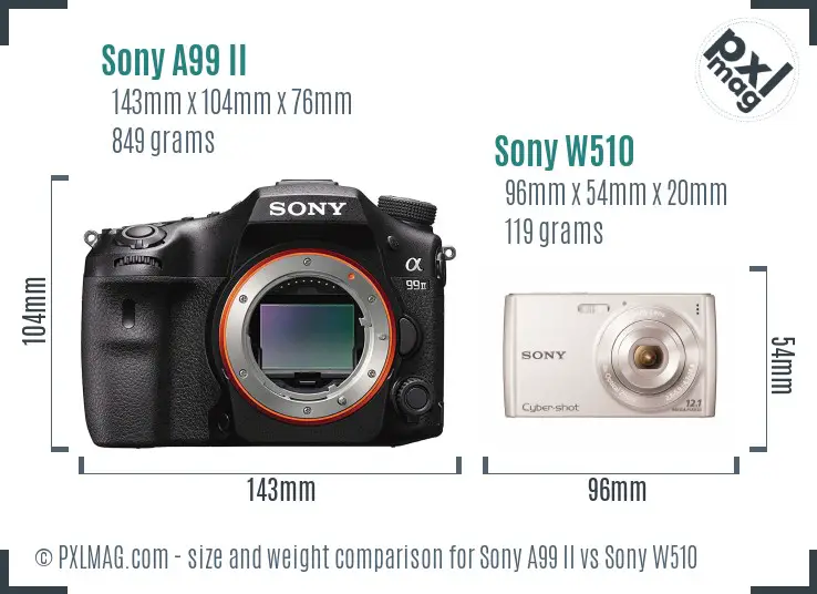 Sony A99 II vs Sony W510 size comparison