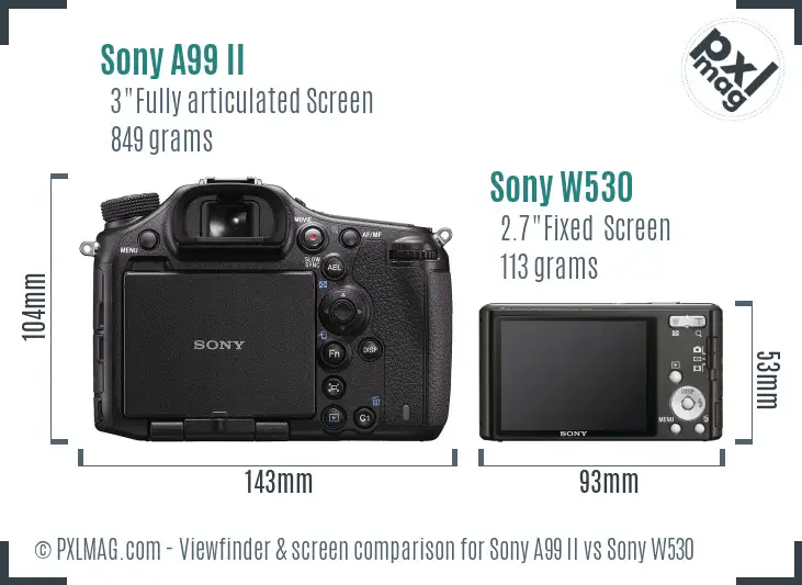 Sony A99 II vs Sony W530 Screen and Viewfinder comparison