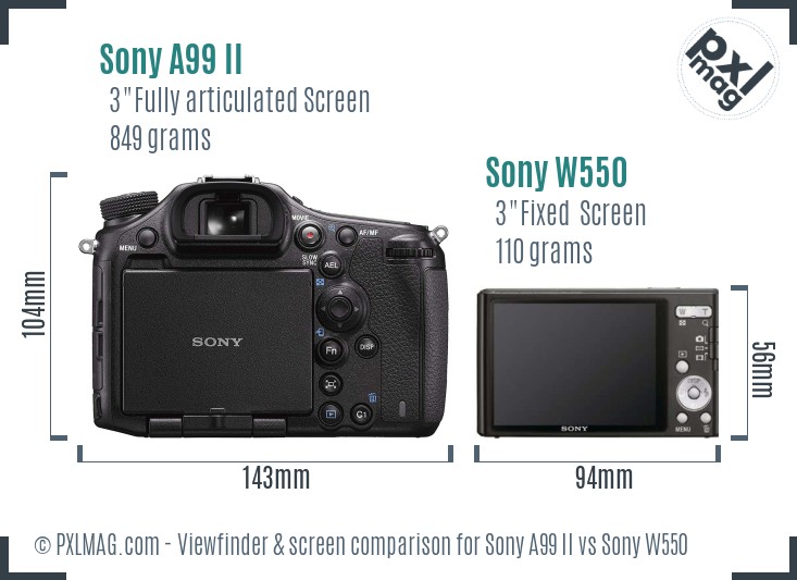 Sony A99 II vs Sony W550 Screen and Viewfinder comparison