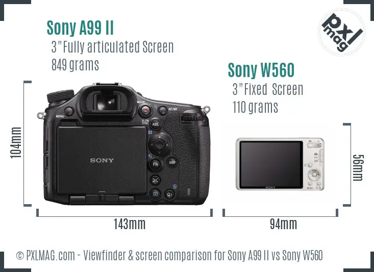 Sony A99 II vs Sony W560 Screen and Viewfinder comparison