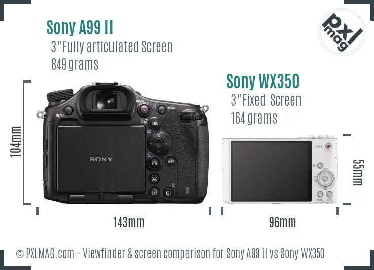 Sony A99 II vs Sony WX350 Screen and Viewfinder comparison