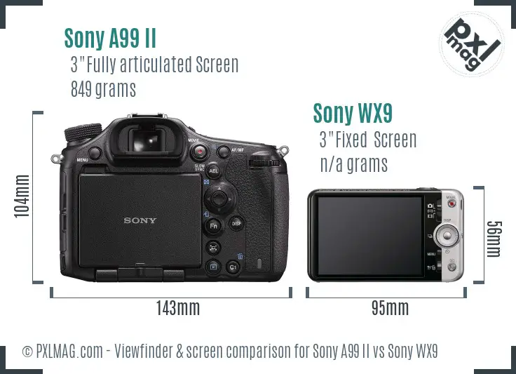 Sony A99 II vs Sony WX9 Screen and Viewfinder comparison