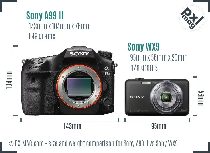 Sony A99 II vs Sony WX9 size comparison