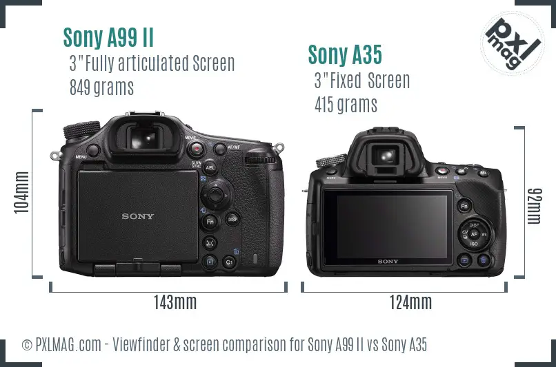 Sony A99 II vs Sony A35 Screen and Viewfinder comparison
