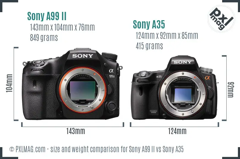 Sony A99 II vs Sony A35 size comparison
