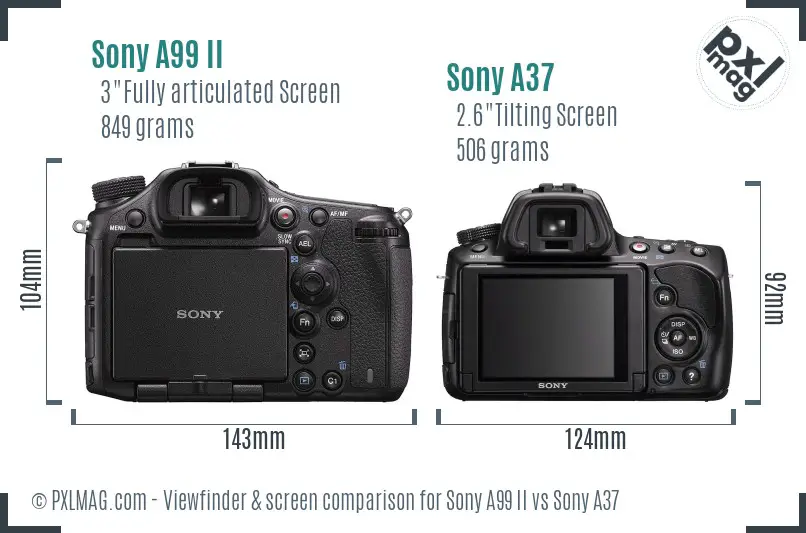 Sony A99 II vs Sony A37 Screen and Viewfinder comparison